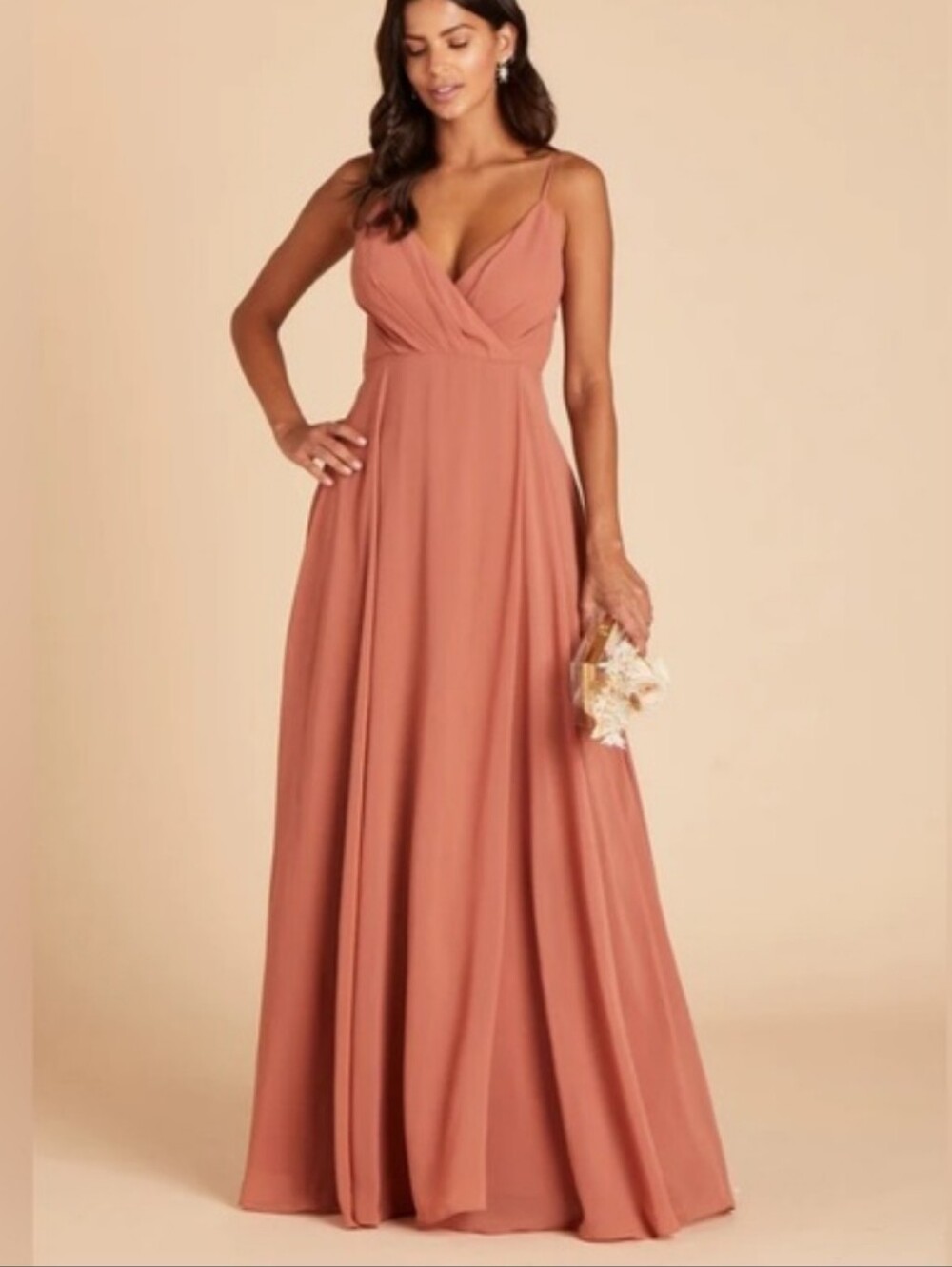Birdy Grey KAIA DRESS CHIFFON TERRACOTTA bridesmaid long dress size 1x NWT